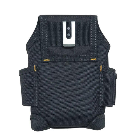 Small durable maintenance and electrician's pouch with large main pocket and front pocket, ballistic poly fabric tool organizer