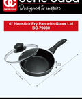 Black Nonstick Aluminum Frying Pan With Glass Lid 6 Inch That Feels Like A Kitchen Workhorse For Quick Searing And No Fuss Food Release Dishwasher Safe Cleanup Durable Nonstick Coating Perfect For Weeknight Meals And Small Batches.