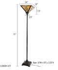 Tiffany Style Floor Lamp With Mission Design Handcrafted Stained Glass Torchiere Lighting LED Bulb Included, 71in tall