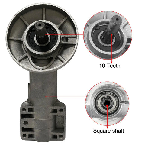 Beefed Up Trimmer Gear Head Replacement Kit With Gearbox 10 teeth and square shaft view for Stihl Weed Eater Brush Cutter