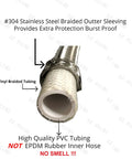 Stainless Steel Braided Faucet Water Supply Line 20 Inch 1/2 FIP to 3/8 Compression LF Brass Nuts Universal Kitchen Connector.