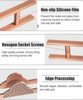 Close-up of bronze-finish two sided aluminum sliding glass door handle set showing non-slip film, socket screws, and edge processing features.