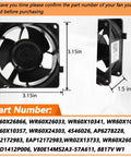 Beefed-Up OEM Refrigerator Evaporator Fan Motor WR60X26866 Replacement, front and side view, dimensions labeled
