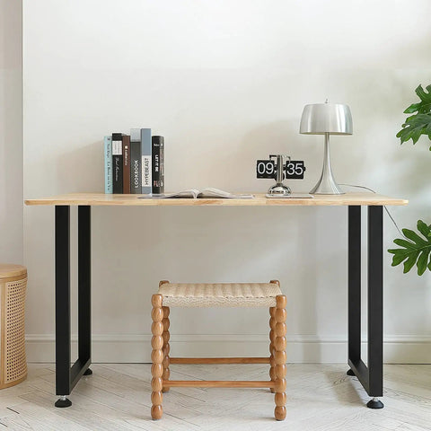 Modern desk setup with 28 Inch Adjustable Square Steel Table Legs Set Of 2 Heavy Duty Desk Legs With 1000 Lb Load Capacity Rust Proof Matte Black Finish