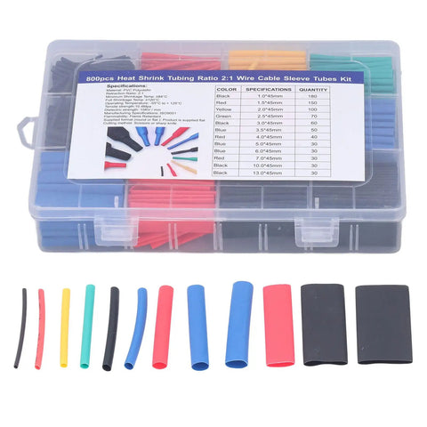 Top Notch 800 Piece Color Coded Heat Shrink Tubing Kit For Serious Electrical Insulation Waterproof Wire Protection And Daily Maintenance Projects You Gotta Have, 2:1 set in case