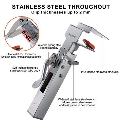 No Sweat Drawer Front Installation Clamps With Quick Release Bow Clips One Click Locking System For Cabinet Panel Alignment Heavy Duty Woodworking Fixing Tool Dead On Precision with stainless steel body and clips.