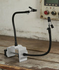 Third Hand Soldering Station With Flexible Two Arms DIY Friendly Table Vise Clamp for PCB Assembly on wooden table