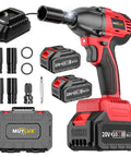 Heavy Duty Cordless Impact Wrench One Half Inch Brushless Motor Handles Rusted Bolts No Sweat Generates 320 Ft Lbs Torque With dual batteries and charger.