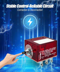 Push Button Magnetic Switch Replacement 25700071 117 for Switchgage Panels with hand pressing button, blue electric background