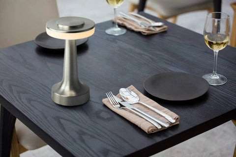 Portable LED Table Lamp With Touch Sensor, Three Level Brightness, 1500mAh Rechargeable Battery Lasts Up To 48 Hours, Sleek Silver
