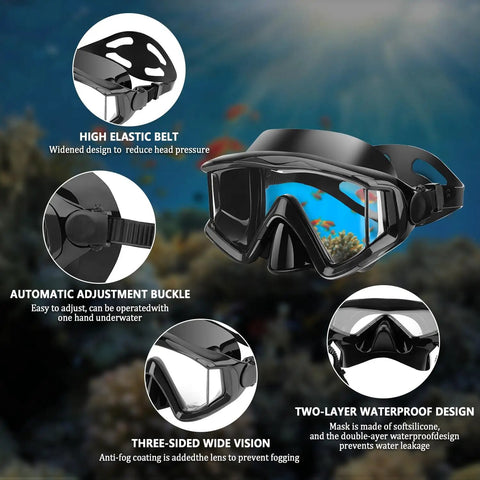 Anti Fog Diving Mask With 180 Degree Field Of View For Adults Dope Snorkel Mask With adjustable buckle and wide vision