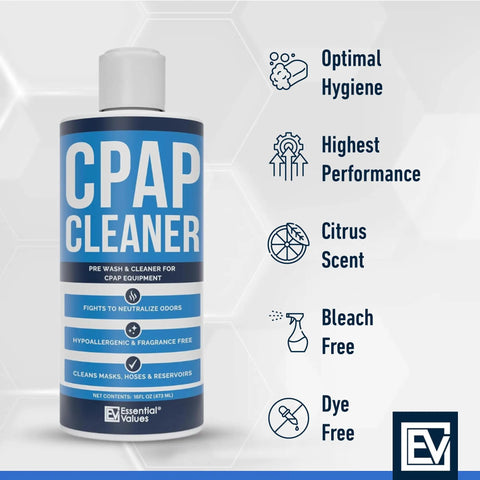 Odorless CPAP Cleaner Pre-Wash 16 Fl Oz Dye-Free Safe All-In-One Formula For All CPAP Gear Including Masks Hoses Tubes And Reservoirs Keeps Your Machine Fresh Smell-Free And Performance Ready. bottle