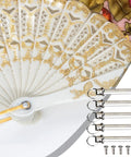 17mm Fan Rivet Nuts And Fasteners Kit For Hand Fans Repair with copper rivets next to a decorative folding fan.
