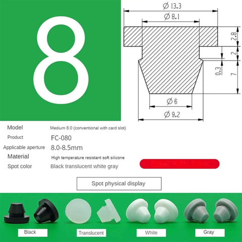 Cool Silent T-Plug Silicone Rubber Stopper Kit For Door Gaskets And Hole Plugs, White Muffler Eyelets For Pipes, Sheets, Screws, And Machinery With NonStandard Custom Options To Block Noise And Collision Damage. 8.0mm silicone plug, white