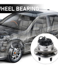 Front Wheel Hub Bearing Assembly With ABS For Chevy Malibu 2004-2012, Cobalt 2005-2010, HHR 2008-2010, Pontiac G6 2005-2010, Saturn Aura 2007-2009, Five Lug Replacement Hub For Your Ride, OEM Grade Auto Parts displayed with transparent car view