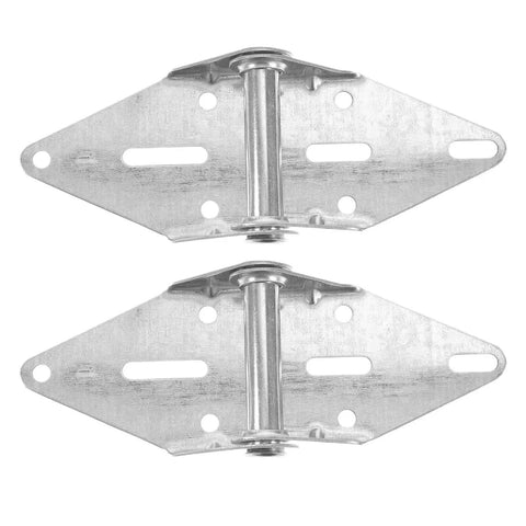 Rotating Concealed Door Hinges Set Two Piece Beefy Heavy Duty Exterior Spring Loaded Cabinet Hinge with mounting bolts shown