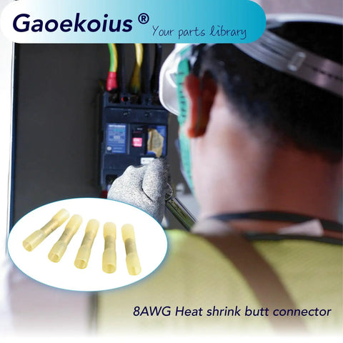Heavy Duty 8 AWG Heat Shrink Butt Connectors Set Of 10 Insulated Waterproof Crimp Terminals for cable wiring in use