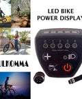 Ultimate Ebike LED Display Meter For 24V 36V 48V Electric Bikes with backlit screen and 5-pin plug shown on black panel.