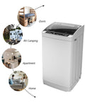 No Sweat Full Automatic Portable Washing Machine With Smart Drain Pump And Auto Water Control Compact Laundry Washer in cool grey, ideal for small spaces like dorms, RVs, and apartments.