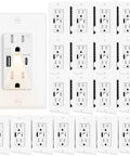 Fresh Vibe Night Light Wall Outlet Cover With Dual Usb Type A And C Fast Charging Ports Easy Toggle Switch Plate for home use.