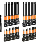 Impact Driver Hex Bit Set 41 Piece 2 Inch And 4 Inch Long, Metric And SAE Sizes, Quarter Inch Hex Shank, S2 Steel Magnetic CNC Tips