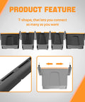 Heavy Duty Overhead Garage Storage Rack System, 26 Inch Adjustable Ceiling Bin Organizer, Rust Resistant Steel, side view showing T-shape connection.
