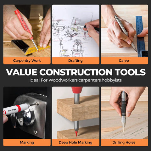 Absolute Banger Carpenter Pencil Kit featuring heavy duty mechanical leads being used in carpentry work and marking.