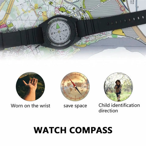 Wrist Compass For Outdoor Adventure And Hiking Gear Must Have Lightweight Survival Tool For Camping Fishing And Hunting Black Band Navigator on map
