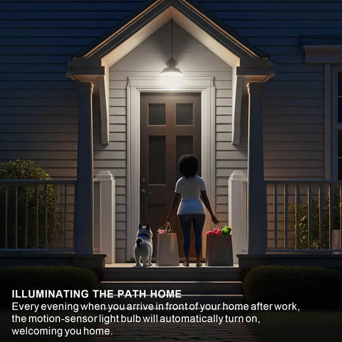 Indoor Motion Sensor Light Bulb A19 E26 13W Equal To 100W Daylight 5800K Dusk To Dawn Security Night Light With PIR Motion Detector No Fuss Auto On When Motion Is Detected Easy Install 5 Pack lighting a front porch at night