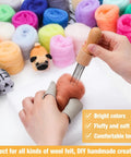 Needle Felting Starter Kit With 40 Color Wool Roving 3 Grams Each For Felted Animals And DIY Wool Crafts Complete Tool Set With Instructions Included Great For Beginners And Advanced Projects showing hands needle felting with colorful wool.