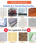 Diagram showing surfaces suitable and not suitable for adhesive hat hooks, including glass, marble, and wood surfaces.
