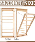 Wall Mounted Foldable Drying Rack With Sturdy Wood Rod, Space Saving Laundry Clothes Hanger For Bathroom Or Mudroom, showing size specifications 102cm x 48cm.