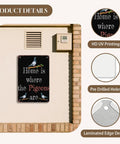 8x12 Inch Metal Sign Featuring Elegant Cute Homing Pigeon Racing Breed with decorative fonts on wall