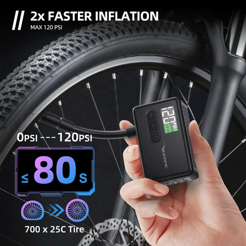 Ultra Tiny Electric Bike Pump With Auto Stop And Fast Inflation To 120 PSI Portable Mini Tire Inflator For Presta And Schrader Valves The Go To Gear For E Bikes And All Kinds Of Bicycles And Balls