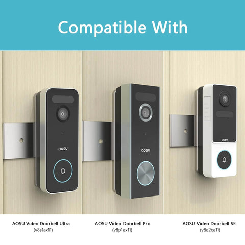 Anti Theft Doorbell Mount For AOSU Video Doorbell SE Pro Ultra No Drilling Bracket Fits Doors From Eight Tenths To Two Inches Thick With Small Clearance L Shaped Security shown compatible with AOSU models