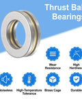 Front view of uxcell F8-14M thrust ball bearing with washers, 8mm x 14mm x 4mm, chrome steel.