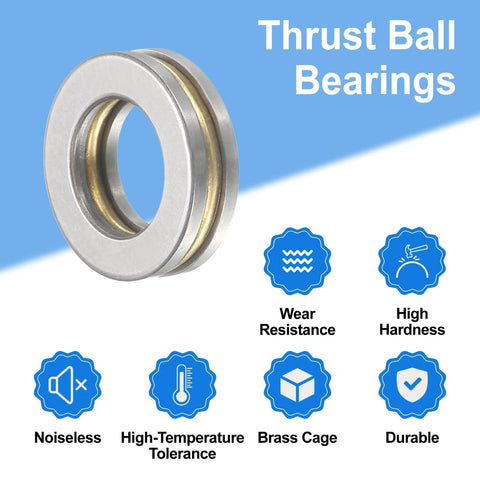 Front view of uxcell F8-14M thrust ball bearing with washers, 8mm x 14mm x 4mm, chrome steel.