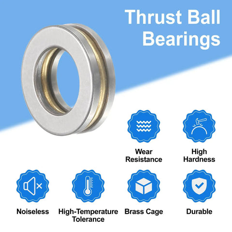 Four Pieces F8 14M Thrust Ball Bearings Set 8mm Bore 14mm Outer Diameter 4mm Thick Miniature Chrome Steel with Washers and Features