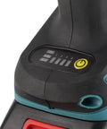 Close-up of control panel on Pro Level Brushless Angle Polisher With Comfort Grip Handle and Quick Charge Battery.