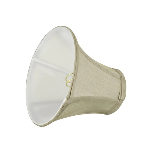 Beige Faux Silk Bell Clip On Chandelier Shade With Brass Fitter, 3 In Top, 6 In Bottom, 5 In Slant, 40W Max Bulb