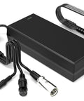 54.6V 2A Universal Ebike And Scooter Charger With Three Plugs For 48V Batteries shown with various connectors and power cord