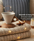 Reliable Terracotta Pour Over Coffee Dripper Set With Solid Wood Handle, conical ceramic filter holder on textured blanket.