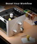 4 Spools Filament Dryer Box With Independent Chambers And Auto Humidity Hold For Nylon ABS TPU PETG PLA Filaments on desk.