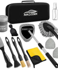 Pro Grade Car Interior Detailing Kit With Extendable Windshield Cleaner Tool, 14 Piece Set, including microfiber pads and spray bottle