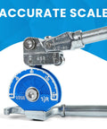 Heavy Duty 1/2 Inch Tubing Bender With 180 Degree Angle showing accurate scale for precise bending on copper, brass, aluminum, and stainless steel.