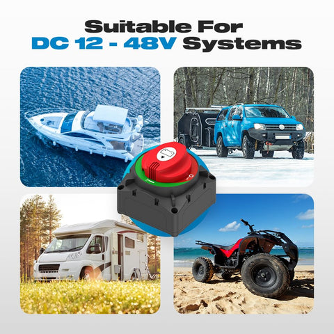Beefy 600A Battery Disconnect Switch 12 To 48V for car, truck, RV, boat, marine vehicles system with ABS construction
