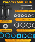 weyleity 22-piece crankshaft oil seal remover kit with clamp tool, brackets, adapters, pulley rings, blue seals
