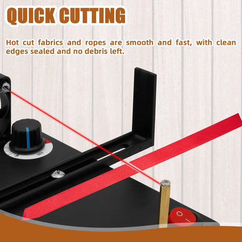 Hot Ribbon Cutter Machine With Adjustable 100 To 600 Celsius Temperature Electric Rope Cutter slicing red ribbon
