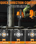 Beefy Half Inch Brushless Impact Wrench with 3000 RPM three speed modes tightening a bolt, showing quick direction control feature.