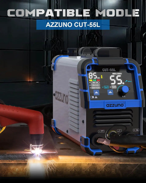 AZZUNO CUT-55L plasma cutter in action with Plasma Cutter Torch Consumables Kit For Cut 55L Includes 10 Electrodes 10 Nozzles.